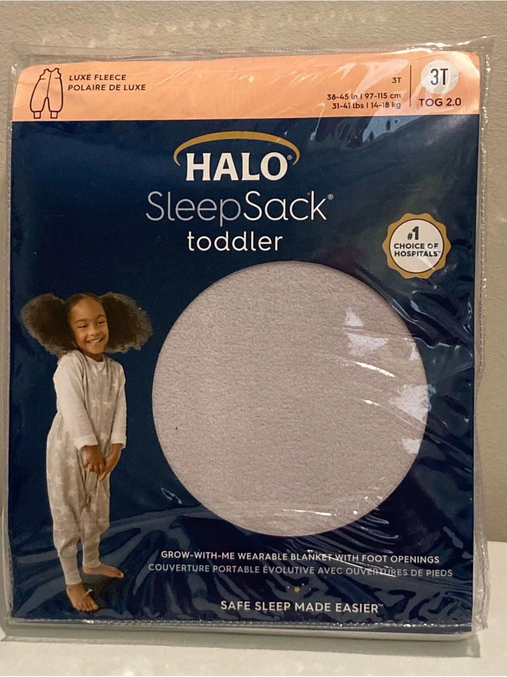 HALO SleepSack Toddler Luxe Fleece Pajamas - Light Gray